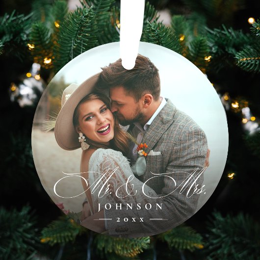 Meneer en mevrouw Custom Photo Wedding Ornament