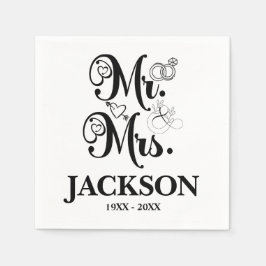 Meneer en mevrouw de huwelijksreceptie servet