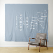 Meneer en mevrouw Dusty Blue bruiloft foto achterg Wandkleed (In Situ (horizontaal))