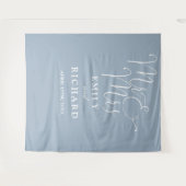 Meneer en mevrouw Dusty Blue bruiloft foto achterg Wandkleed (Voorkant (horizontaal))