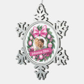 Meneer en mevrouw Eerste Kerstdag Tin Sneeuwvlok Ornament (Rechts)