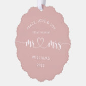 Meneer en mevrouw Eerste Kerstmis Foto Ornament Kaart (Links)