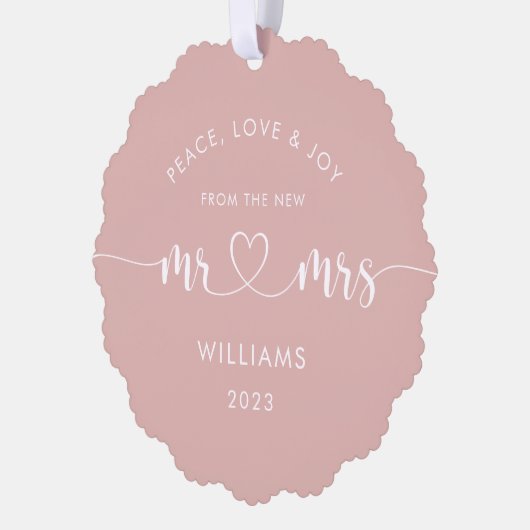 Meneer en mevrouw Eerste Kerstmis Foto Ornament Kaart (Links)