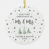 Meneer en mevrouw Eerste Kerstmis Getrouwd Keramisch Ornament (Voorkant)