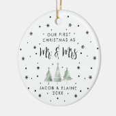 Meneer en mevrouw Eerste Kerstmis Getrouwd Keramisch Ornament (Links)