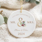 Meneer en mevrouw Eerste Kerstmis Getrouwde Foto Keramisch Ornament