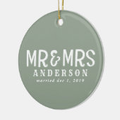 Meneer en mevrouw eerste kerstversiering keramisch ornament (Links)