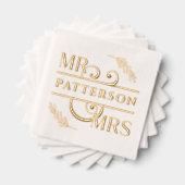 Meneer en mevrouw Elegant Floral Wedding Folie Servetten (Insitu (Gestapeld))