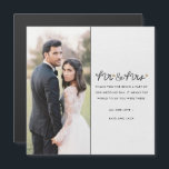 Meneer en mevrouw Elegant Fotohuwelijk Dank u kaar<br><div class="desc">Spreek uw dankbaarheid uit met tijdloze sophisticatie met behulp van onze Mr en Mrs Elegant Photo Wedding Thank You Card. Met een faux linnen lichtgrijze achtergrond en een elegant 'meneer en mevrouw' ontwerp, wordt deze kaart verhoogd met uw aangepaste foto en gepersonaliseerde bedankboodschap. Ontworpen als een magneet, het is zowel...</div>
