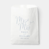 Meneer en mevrouw Elegant Modern Dusty Blue Weddin Bedankzakje (Voorkant)