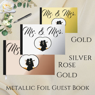 Meneer en mevrouw Elegant Modern Photo Heart Weddi Gastenboek