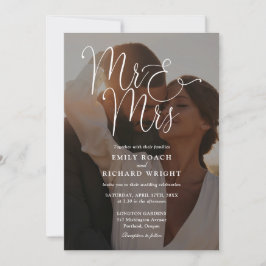 Meneer en mevrouw Elegant Modern Script Foto Bruil Kaart