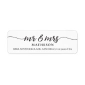 Meneer en mevrouw Elegant Modern Script pas getrou Etiket (Voorkant)
