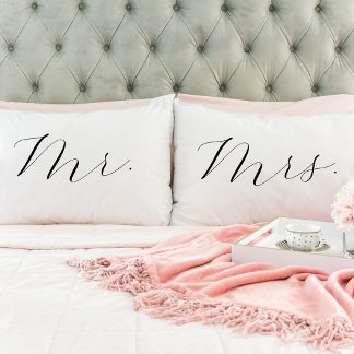 Meneer en Mevrouw Elegant Romantisch Schrift Kussensloop