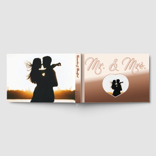 Meneer en mevrouw Elegant Roos Gouden Foto Hart We Gastenboek (Volledig)