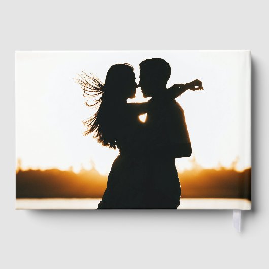 Meneer en mevrouw Elegant Roos Gouden Foto Hart We Gastenboek (Achterkant)