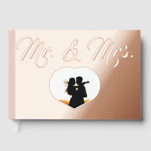 Meneer en mevrouw Elegant Roos Gouden Foto Hart We Gastenboek (Voorkant)