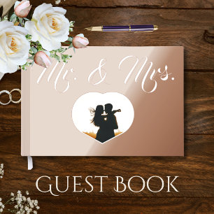 Meneer en mevrouw Elegant Roos Gouden Foto Hart We Gastenboek
