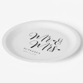 Meneer en mevrouw elegant schrift eenvoudig huweli papieren bordje (Gekanteld)