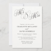 Meneer en mevrouw Elegant Script Huwelijksuitnodig Kaart (Voorkant)