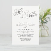 Meneer en mevrouw Elegant Script Huwelijksuitnodig Kaart (Staand voorkant)