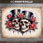 Meneer en mevrouw Elegant Skull met rozen op perka Tissuepapier