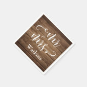 "Meneer en mevrouw" Elegant wit script op rustiek Servetten (Hoek)