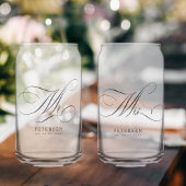 Meneer en mevrouw elegante script bruiloft aangepa blikvorm glas