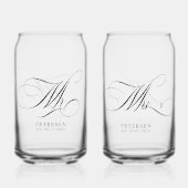 Meneer en mevrouw elegante script bruiloft aangepa blikvorm glas (Achterkant)