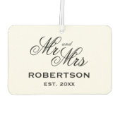 Meneer en mevrouw elegante script typografie bruil luchtverfrisser (Achterkant)