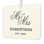 Meneer en mevrouw elegante script typografie bruil luchtverfrisser (Links)