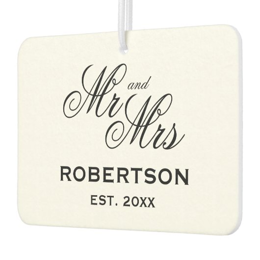 Meneer en mevrouw elegante script typografie bruil luchtverfrisser (Links)