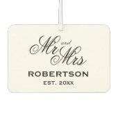 Meneer en mevrouw elegante script typografie bruil luchtverfrisser (Voorkant)