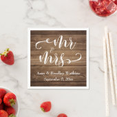 "Meneer en Mevrouw" Elegante Witte Script op Rusti Servet (Insitu)