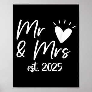 Meneer en mevrouw Est. 2025 Getrouwd echtpaar Brui Poster