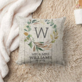 Meneer en mevrouw Eucalyptus Greenery Monogram Huw Kussen (Deken)