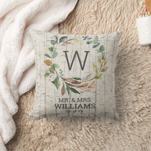 Meneer en mevrouw Eucalyptus Greenery Monogram Huw Kussen (Deken)