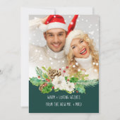 Meneer en mevrouw First Christmas Forest Green Gol Feestdagenkaart (Voorkant)