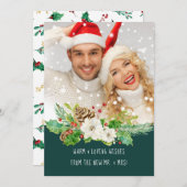 Meneer en mevrouw First Christmas Forest Green Gol Feestdagenkaart (Voorkant / Achterkant)