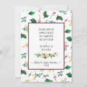 Meneer en mevrouw First Christmas Forest Green Gol Feestdagenkaart (Achterkant)