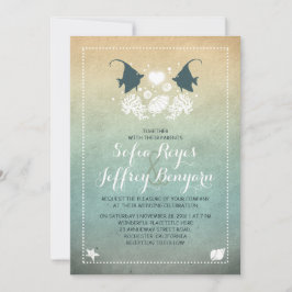 Meneer en mevrouw Fish Beach Huwelijksuitnodiging Kaart