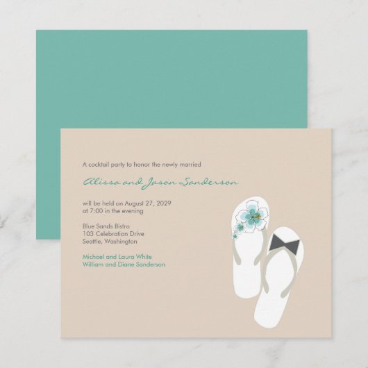 Meneer en mevrouw Flip Flops Ontvangstkaart Strand Kaart (Voorkant / Achterkant)