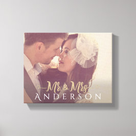 Meneer en mevrouw Foto met Naam Canvas Afdruk