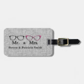 Meneer en mevrouw Geek Glasses Monogram Bagagelabel (Voorkant horizontaal)