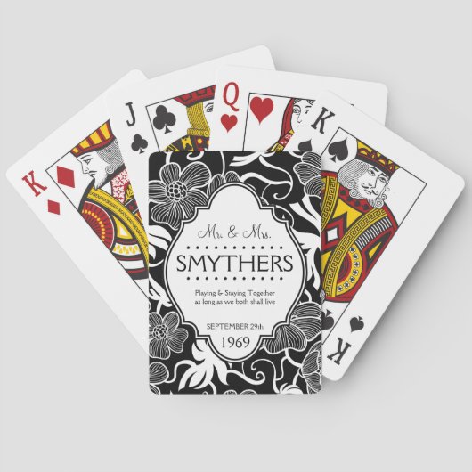 Meneer en mevrouw Gepersonaliseerd Jubileum of bru Speelkaarten (Achterkant)