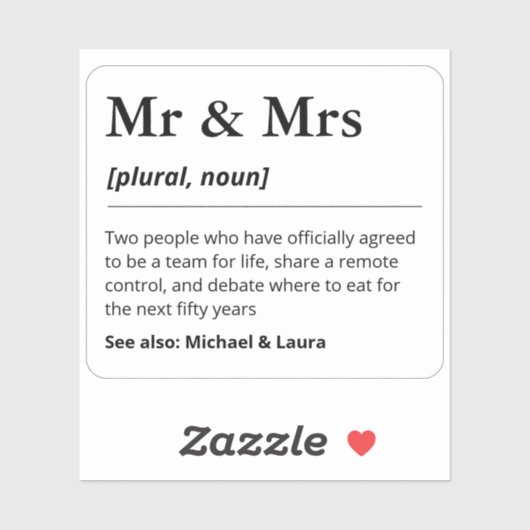 Meneer en mevrouw Gepersonaliseerde bruiloft geeft Sticker (Vel)