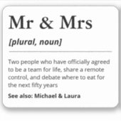 Meneer en mevrouw Gepersonaliseerde bruiloft geeft Sticker (Voorkant)