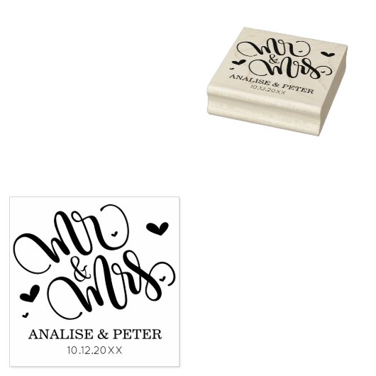Meneer en mevrouw - gepersonaliseerde trouwstempel rubberstempel (Gestempeld)