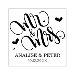Meneer en mevrouw - gepersonaliseerde trouwstempel rubberstempel