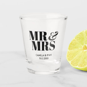 Meneer en mevrouw Gepersonaliseerde Wedding Favori Shot Glas